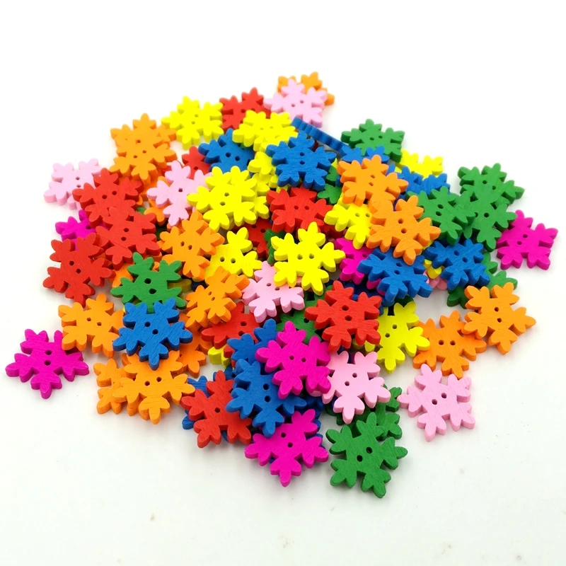 

Wooden Buttons colorful snow flowers 2 holes for handmade Gift Box Scrapbook Craft Party Decoration DIY favor Sewing Accessories