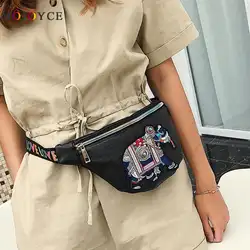 Этническая для женщин кожаные поясные сумки слон вышивка Fanny Pack Путешествия письма печатаются поясная сумка