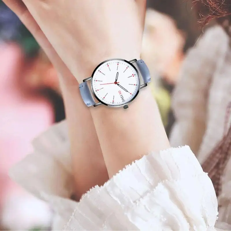 Reloj mujer модный кожаный ремешок кварцевые часы унисекс Ультра-тонкий круглый циферблат аналоговые наручные часы