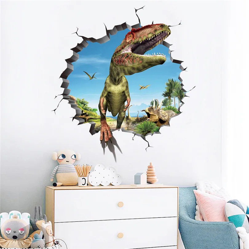 Home Decoration Creative Livingroom Cool 3D Dinosaur Floor Wall Sticker Removable Vinyl Art Home Decal DIY For Gift (1)