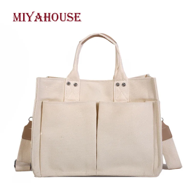 Miyahouse بلون قماش حقيبة يد للنساء 2019 الترفيه دائم حقيبة كتف بتصميم بسيط الإناث عالية قدرة Crossbody حقيبة سيدة