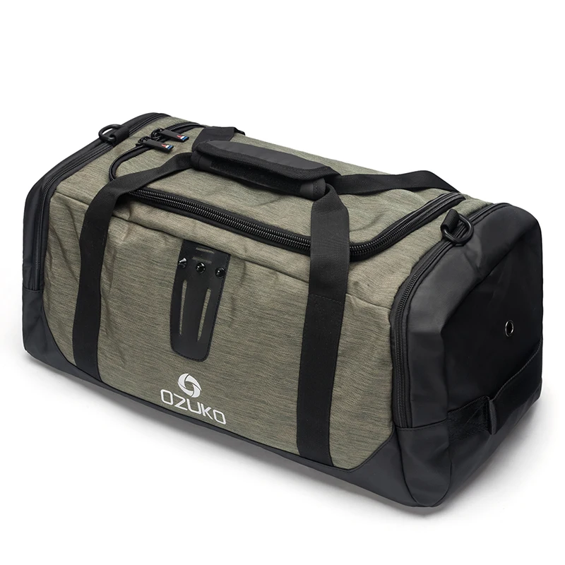 OZUKO новая Вместительная дорожная сумка для ноутбука, многофункциональная водонепроницаемая сумка на плечо, мужской рюкзак, Мужская ручная сумка, дорожная сумка - Цвет: Армейский зеленый