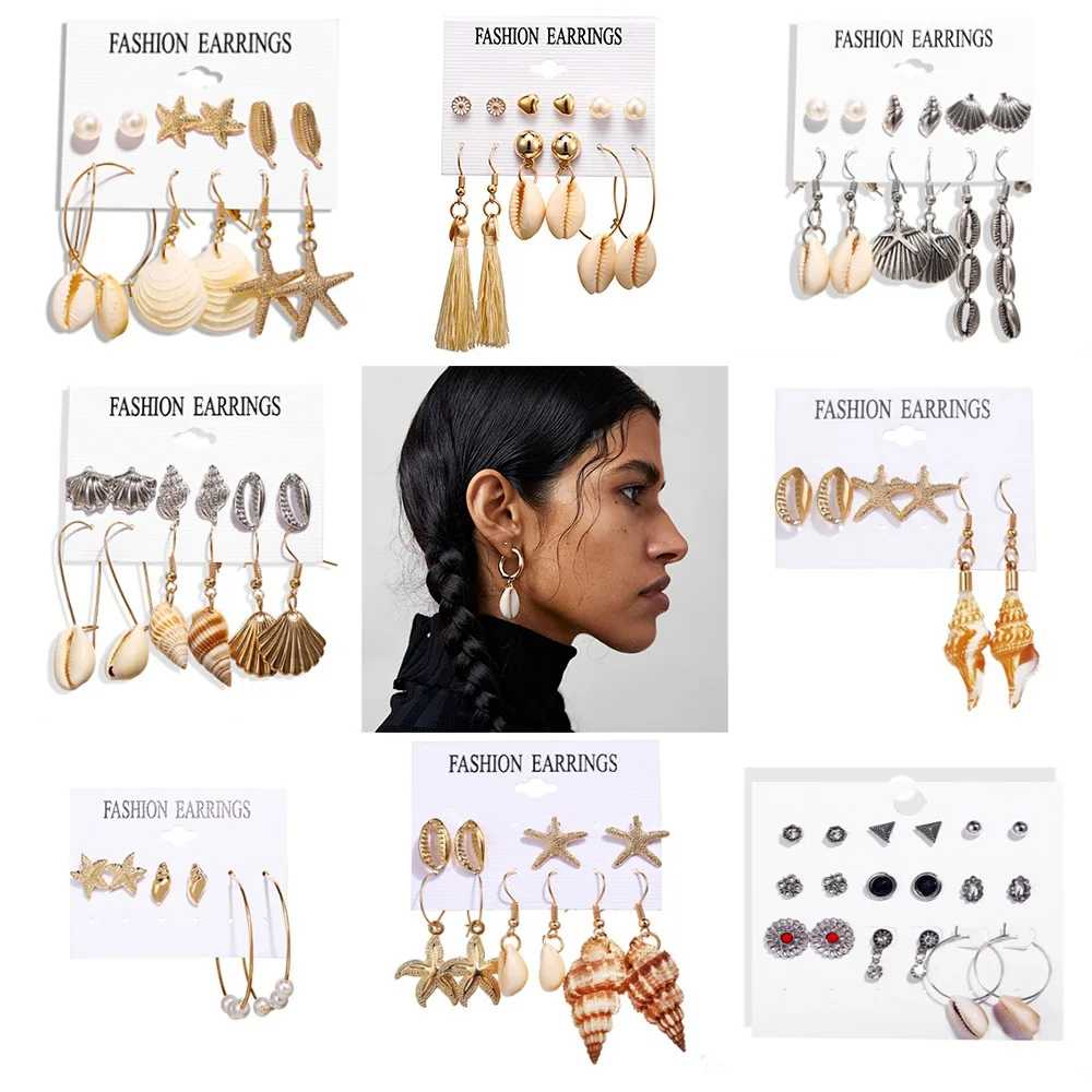 

Sea Shell Earrings For Women Gold Color Trendy Metal Shell Cowrie Statement Dangle Earrings 2019 New Summer Beach Jewelry