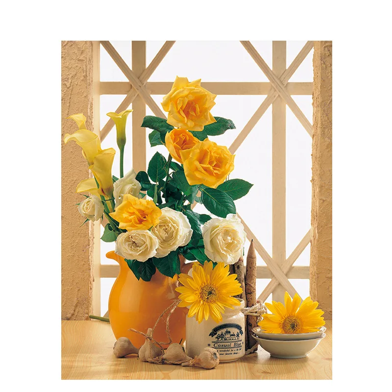 Yellow Flowers DIY Painting By Numbers Kit Acrylic Paint On Canvas Calligraphy Coloring Number Home Decor | Дом и сад
