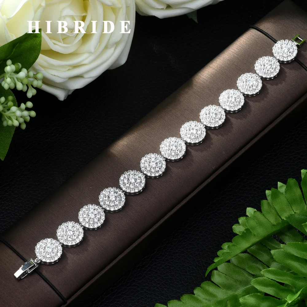 Модный женский браслет HIBRIDE роскошный с фианитом класса ААА украшенный камнями