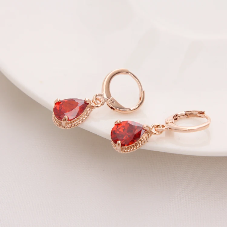 14K Gold Plated Earrings Green Water Drop CZ Stone Pierced Dangle Earrings Women/Girls Long Drop Earrings fashion jewelry Fashion Jewelry