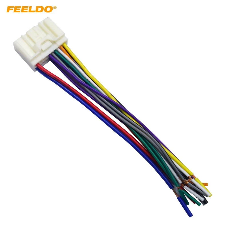 FEELDO 5Pcs Car Radio Audio CD Power Wire Harness Adapter For