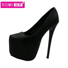 Super high heels fine with waterproof shoes Europe and America nightclub Hentian sexy black shoes princess 17cm
