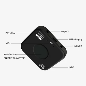 

new Wireless audio receiver adapter B7 Plus APT-X NFC low latency microphone Audio Dual Output Bluetooth 4.2 receiver