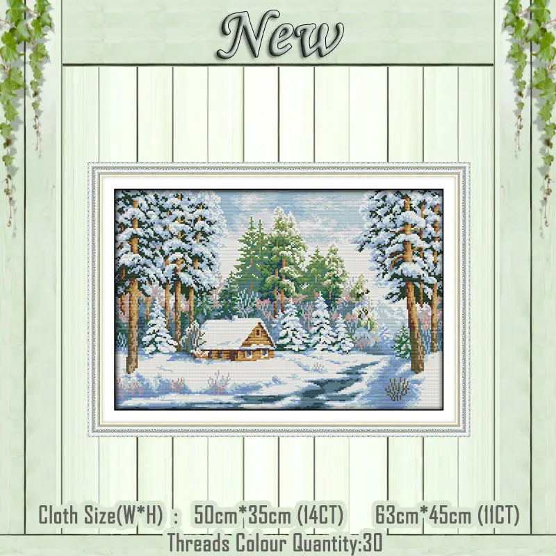 Зимний замок Снежный мир Ночная живопись Счетный напечатанный на холсте DMC 11CT 14CT наборы для вышивки крестиком наборы для рукоделия - Цвет: Snow world