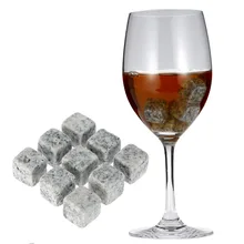 9 шт. 18 мм Природный Виски камни охладитель вина кубики динка пиво охладитель льда камни для виски гранит с мешочком Рождественский подарок