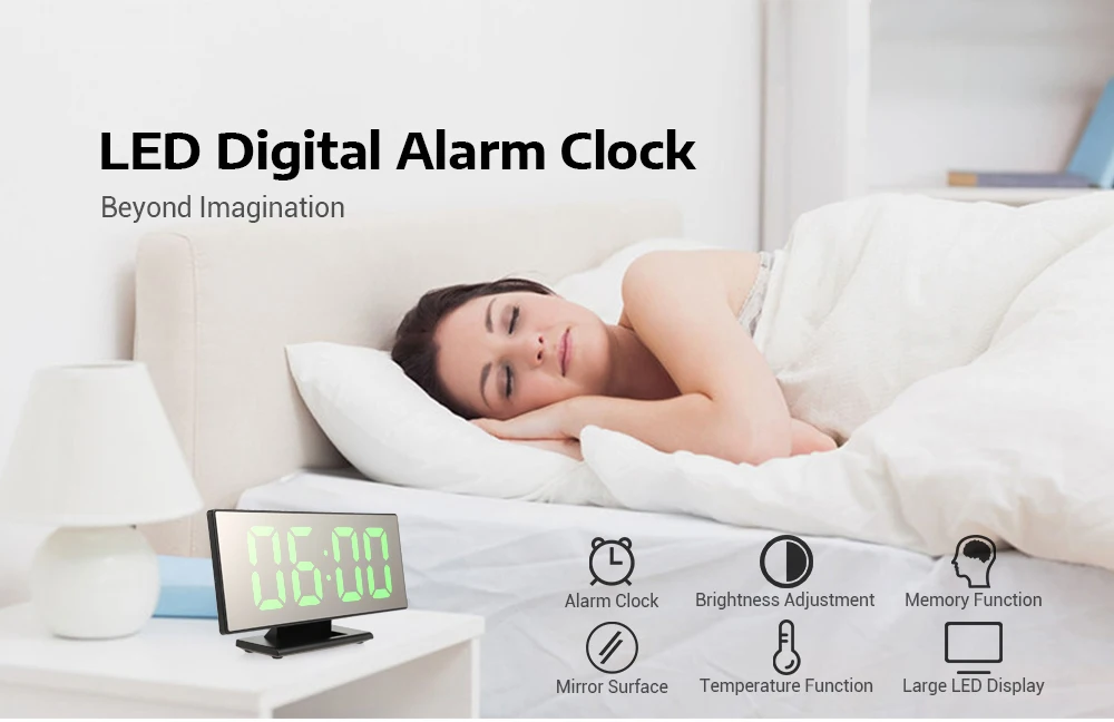 Обновление зарядки USB будильник цифровые часы с большим легко читаемым светодио дный ным дисплеем Diming Mode Snooze функция зеркальная