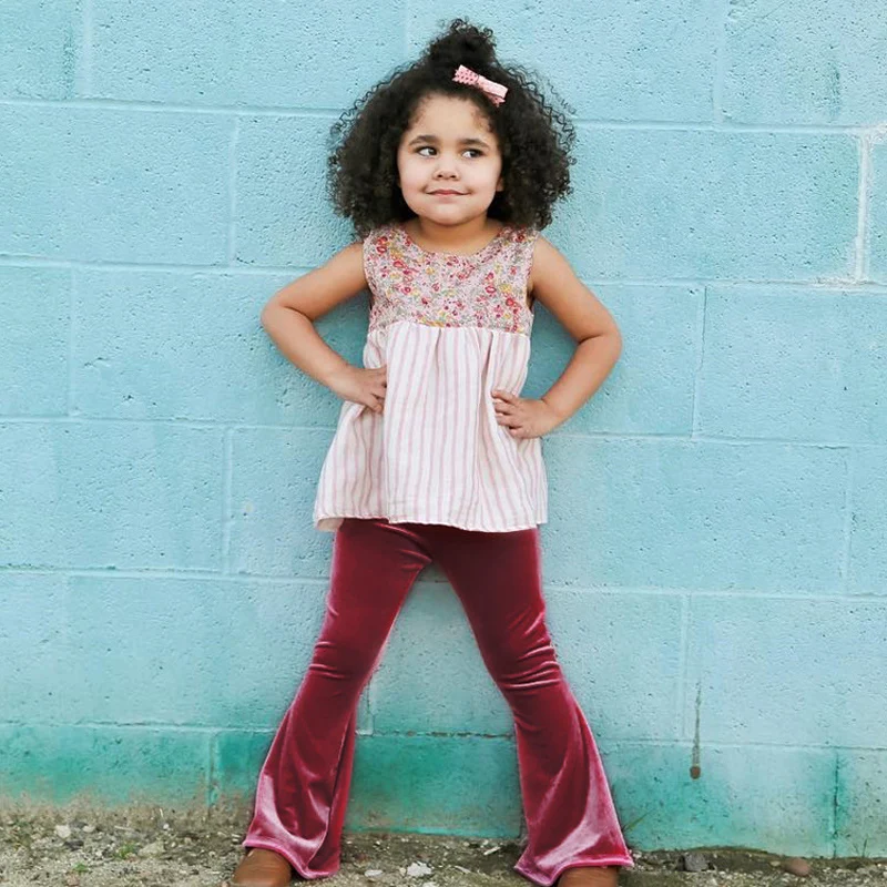 Milancel 2017 Girls Pants Velvet Flares Pants for Baby Girls Boot Cut Kids Trousers Children Fashion
