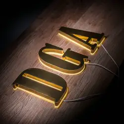 Открытый Нержавеющая сталь на заказ галогеновая подсветка Буквы Знак логотипа компании