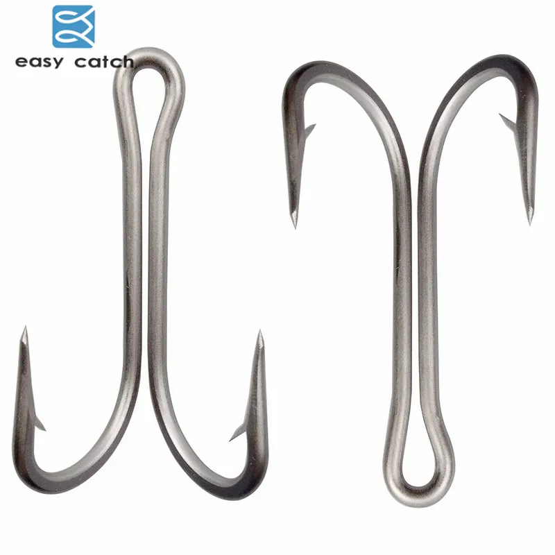 HuntHouse fishing double hook Stainless Steel weedless winter double hooks  super sharp for saltwater fishing tackle