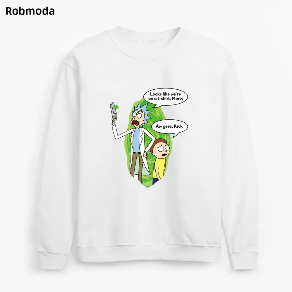 

streetwear hip-hop hoodies for men white gray long sleeve sweatshirts Rick and Morty fashion brand tracksuits 2019 new pullovers