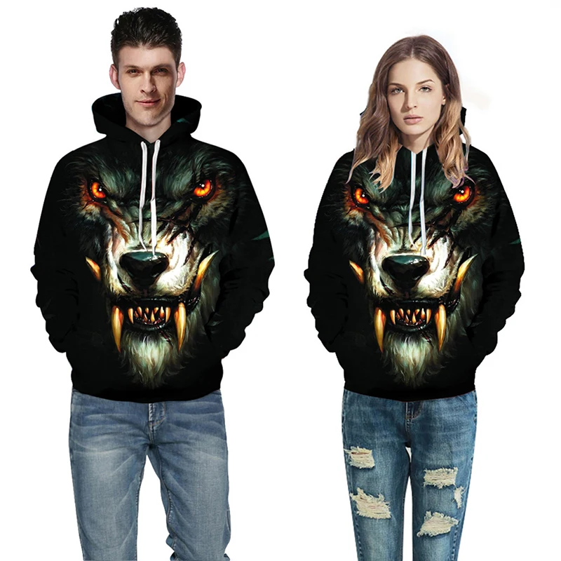 Buy Werewolf 3D Digital Printing Hoodie Loose Hooded