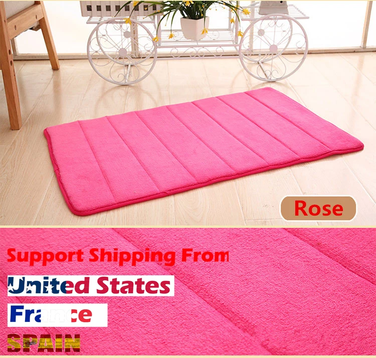 

Bathroom Memory Foam Bath Mat Absorbent Carpet Floor Soft Rug Mats Non Slip Bathroom Soft Coral Fleece Carpets Hot Sale