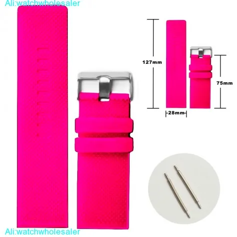 28mm Deep Pink Color Silicone Jelly Rubber Ladies Watch Band Straps WB1079K28JB