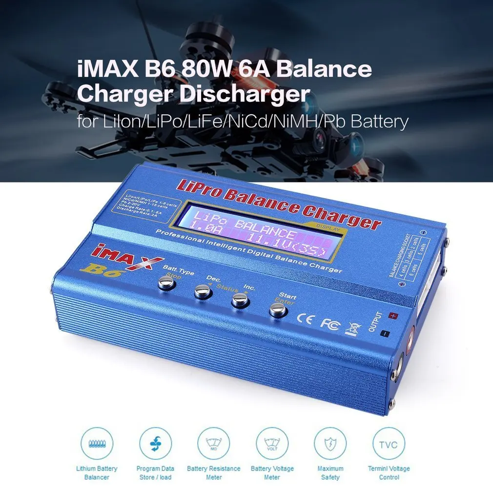 iMAX B6 80 W 6A Lipo NiMh Li-Ion Ni-Cd RC зарядное устройство 10W2A Dis зарядное устройство с 15 V/6A AC/DC адаптер для RC ModelBattery