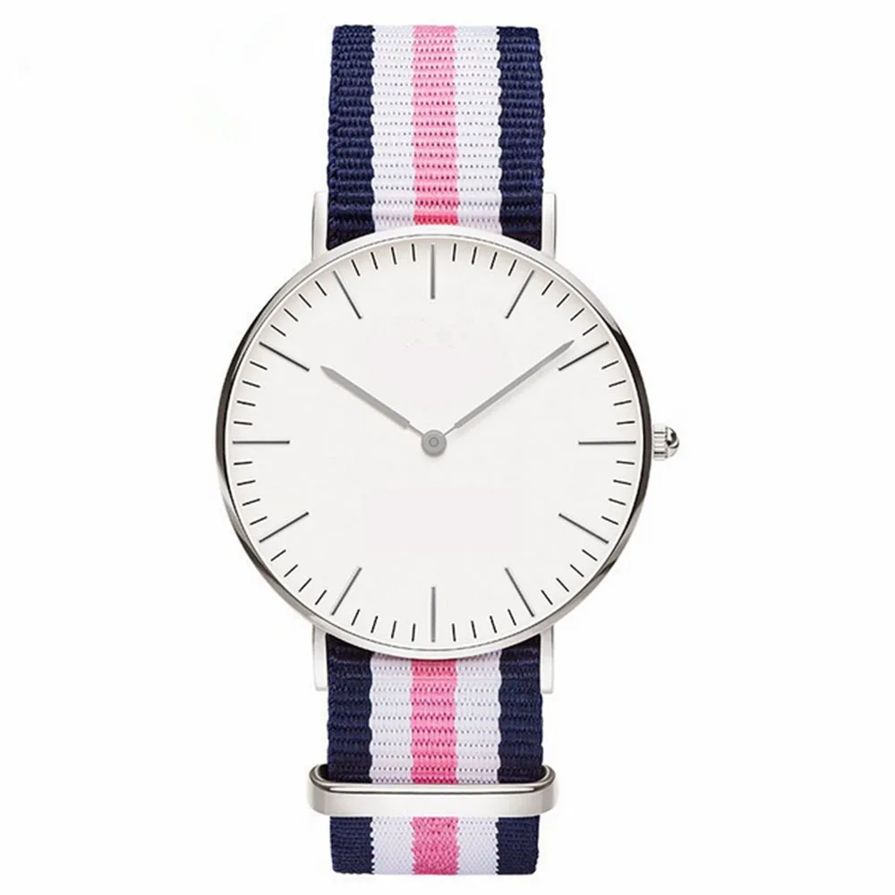 Men's women's nylon and canvas cloth lovers quartz watch Polychromatic and simple quartz watch