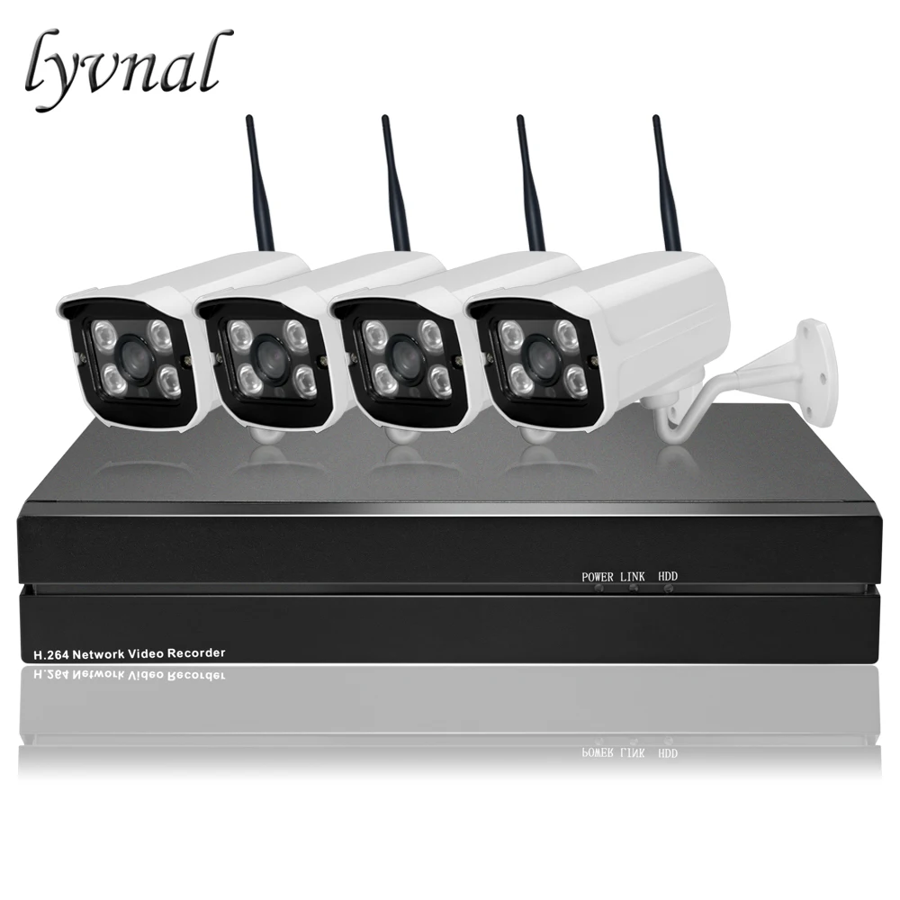 

LYVNAL 8CH NVR kit 1080P 4pcs 720p wifi camera system kit Security camera Weatherproof wifi System Kit 1TB 2tb HDD ONVIF P2P