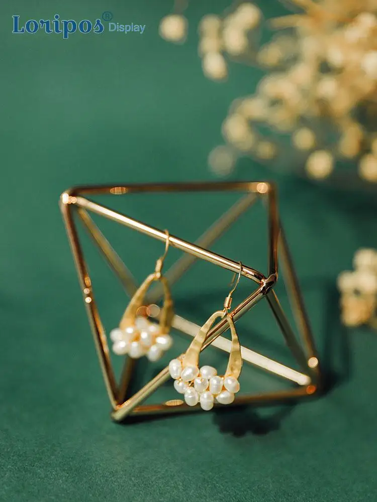 

Simple Diamond Jewelry Rack Metal Frame Earrings Display Frame Necklace Bracket Bracelet Display Bracket Earring Holder Stand