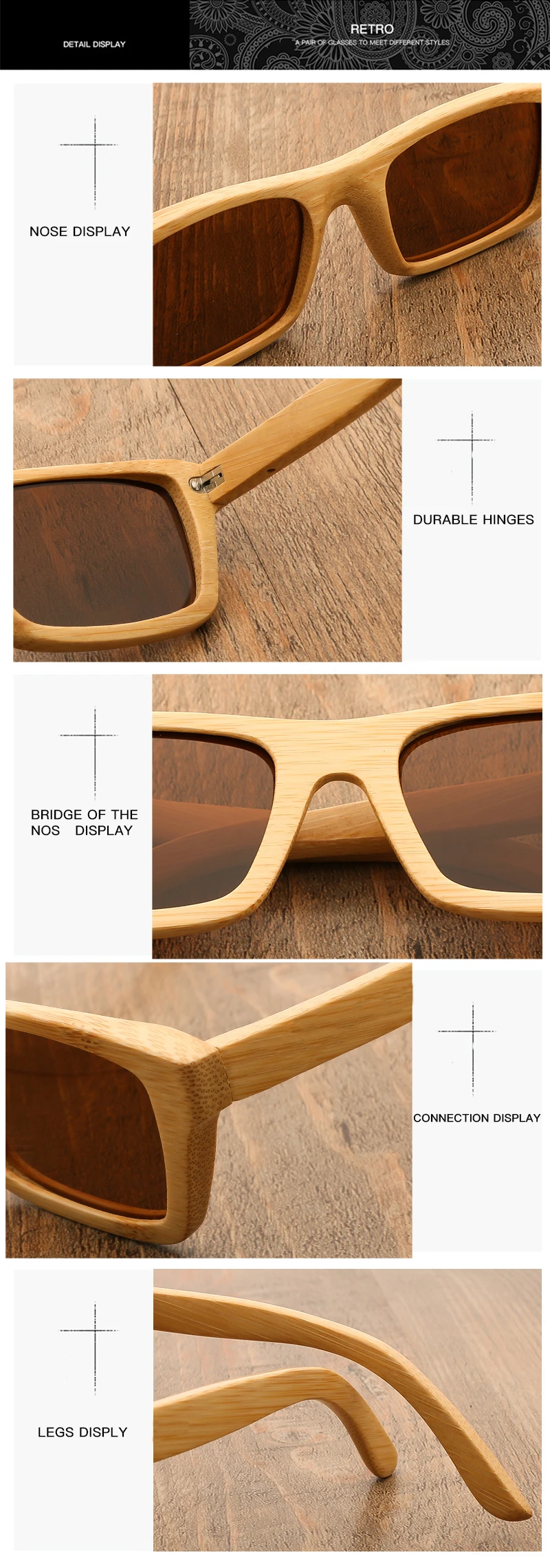 Высокое количество классические бамбуковые деревянные солнцезащитные очки для мужчин и женщин брендовые дизайнерские поляризованные UV400 очки