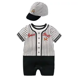 Новая стильная футболка с короткими рукавами Платье для мальчиков детские хлопковый комбинезон для новорожденных облегающий костюм