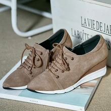Women’s Spring Autumn Pumps Pointed Toe Brand Designer Genuine Leather Lace-up Leisure Heeled Shoes Women Fashion Heels on Sale