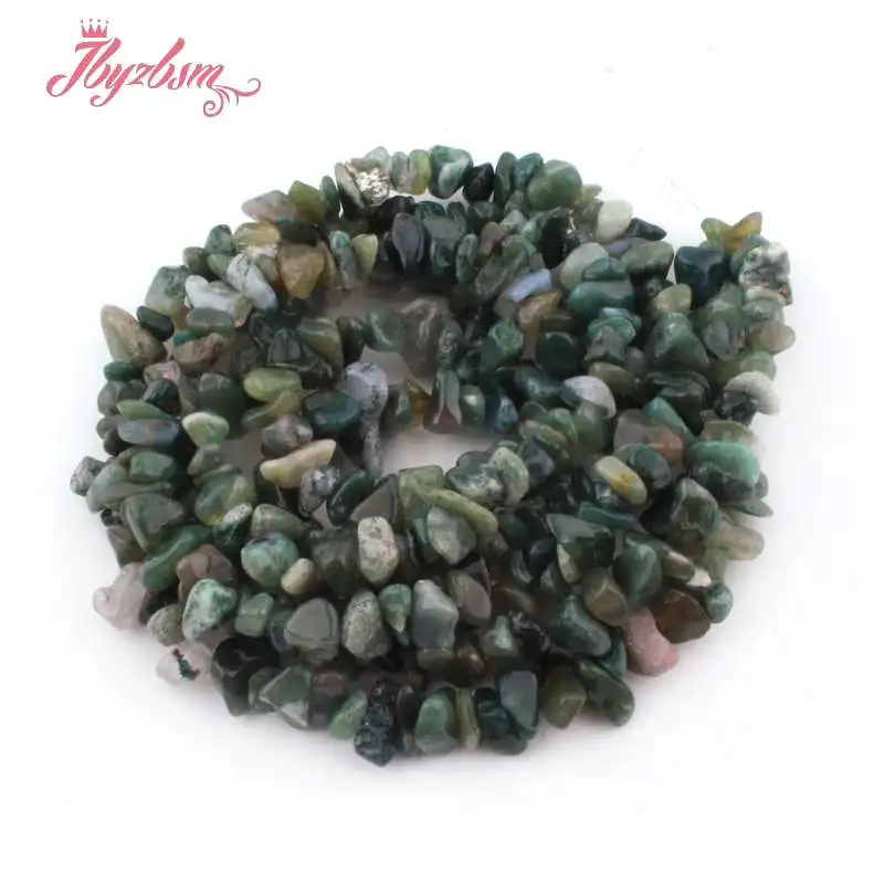 4-6x6-8 мм бусины из природного камня с необычным чипом для DIY ожерелье браслет ювелирные изделия изготовление Модный Набор для браслетов 34" - Цвет: Moss Agate