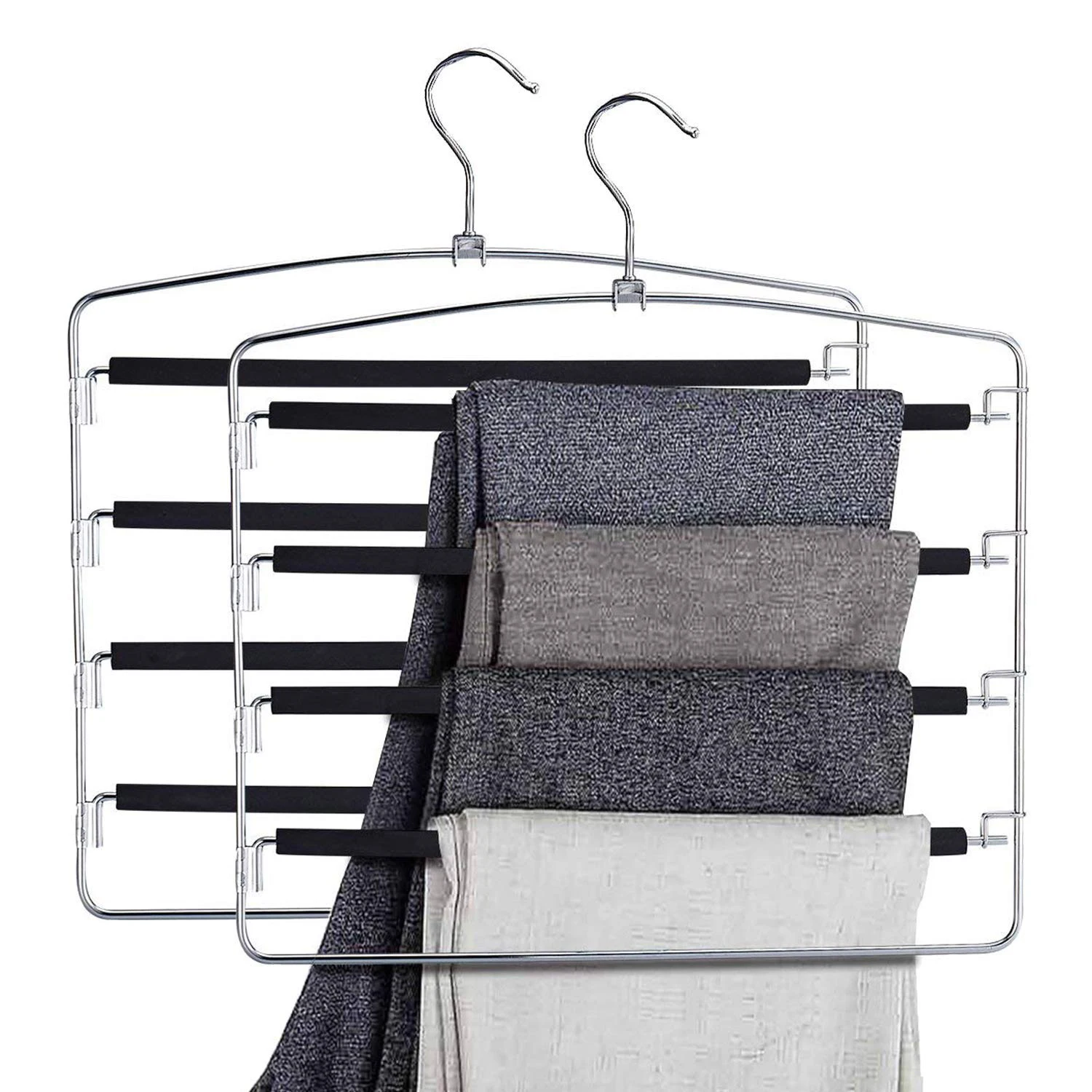 

Pants Hangers Slacks Hangers Space Saving Non Slip Stainless Steel Clothes Hangers Closet Organizer for Pants Jeans Trousers S