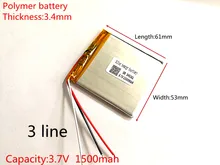 3 line 3.7V 1500mAh 345361 Lithium Polymer Li-Po li ion Rechargeable Battery cells For Mp3 MP4 MP5 GPS PSP mobile bluetooth