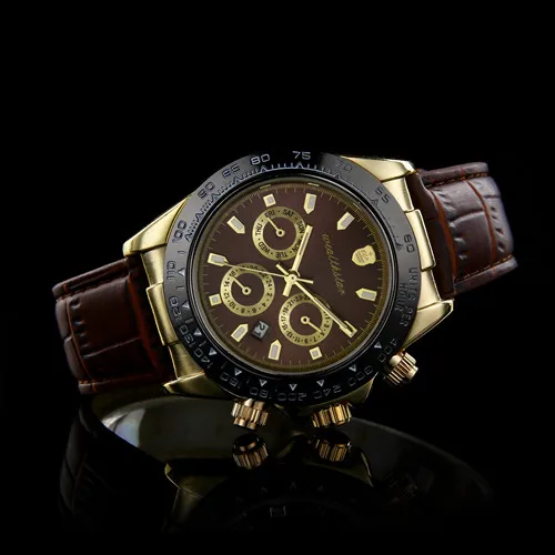 Люксовый бренд кожаный ремешок Daytona модные повседневные деловые спортивные военные часы GMT мужские ролевые модные часы - Цвет: 8