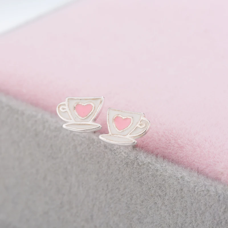 Серьги Jisensp из 100% серебра 925 пробы с кофейной чашкой для женщин