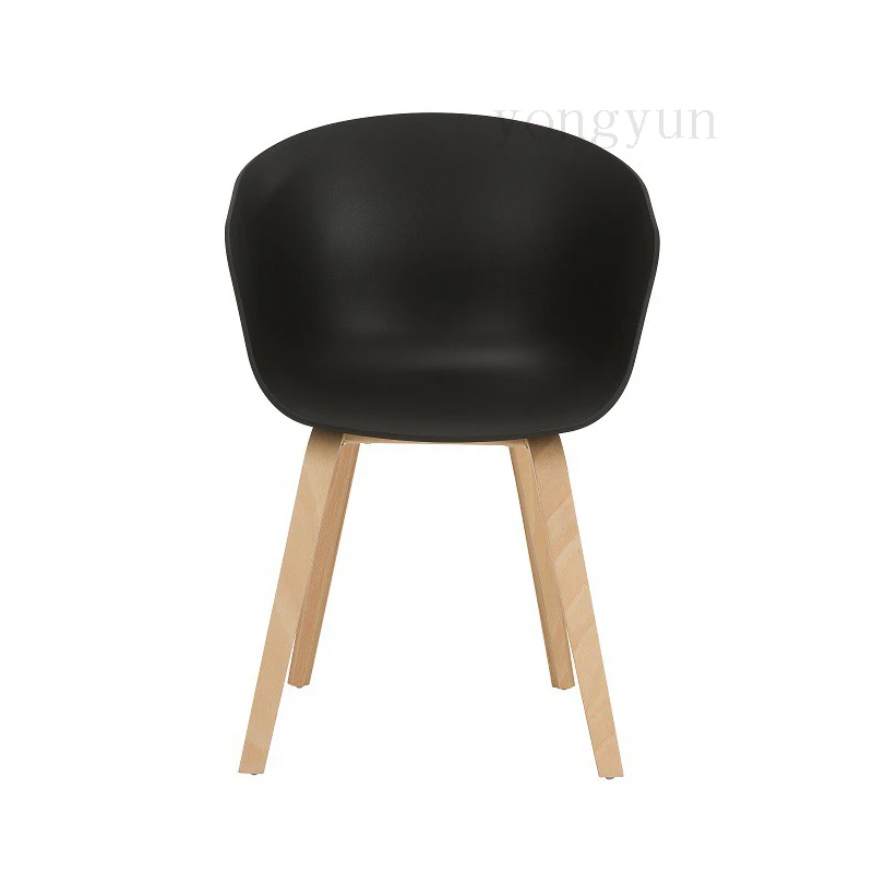Пластик стул минималистский современная мода деревянный стопы стул, столовая мебель Пластик PP сиденье с деревянной ногой
