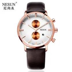 Nesun мужские часы лучший бренд класса люкс Citizen часы с кварцевым механизмом для мужчин хронограф наручные часы водонепроница reloj hombre N8601-3