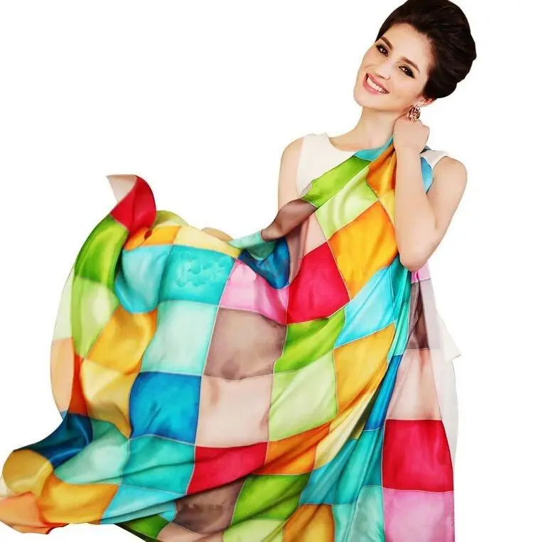 

Womens Ladies 100% Silk Scarf Party Wraps Shawl Stole Bow Beach Square Scarves