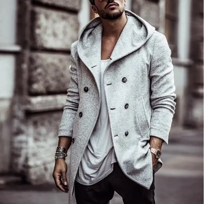 Мужские шерстяные пальто с капюшоном мужские тренчи Peacoat | Мужская одежда