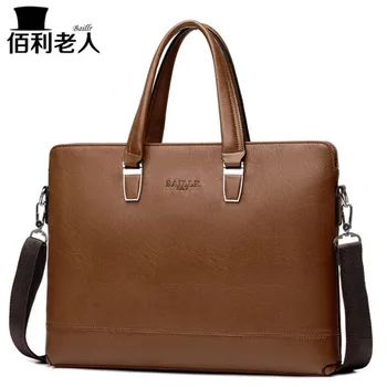 

BAILLR Fashion Simple Famous Brand Business Men Briefcase Bag PU Leather Laptop Bag Casual Man Bag Shoulder bags P162