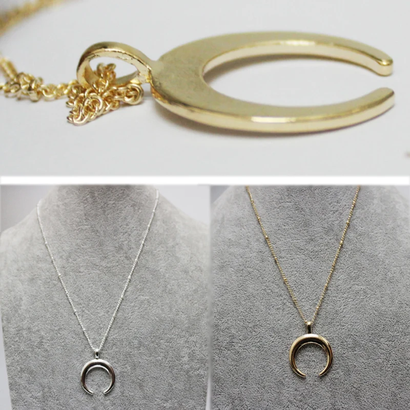 

1PC Adjustable High Quality Allergy Free Unique Long Crescent Moon Exquesite Golden/Silvery Wedding Pendant Necklace