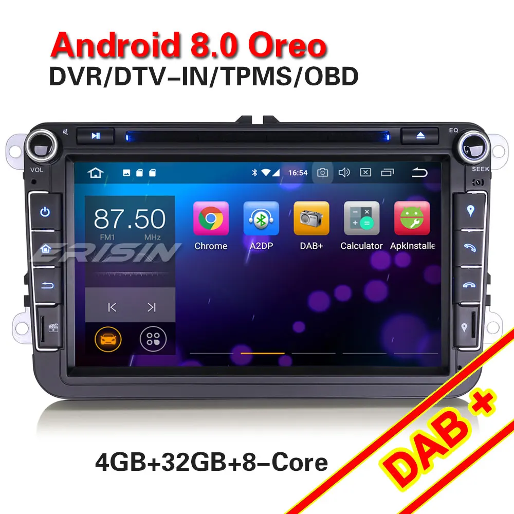 

Erisin ES7818V 9 inch Android 8.0 Octa core car dvd player android DAB OBD WIFI 3G for PASSAT CC (2008 to 2013)
