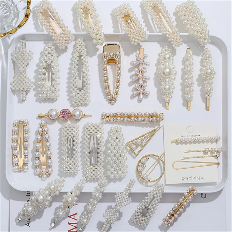 

2/4/3/5Pcs-1Set Pearl Metal Hair Clip Hairband Comb Bobby Pins Barrette Hairpin Headdress Accessories Beauty New