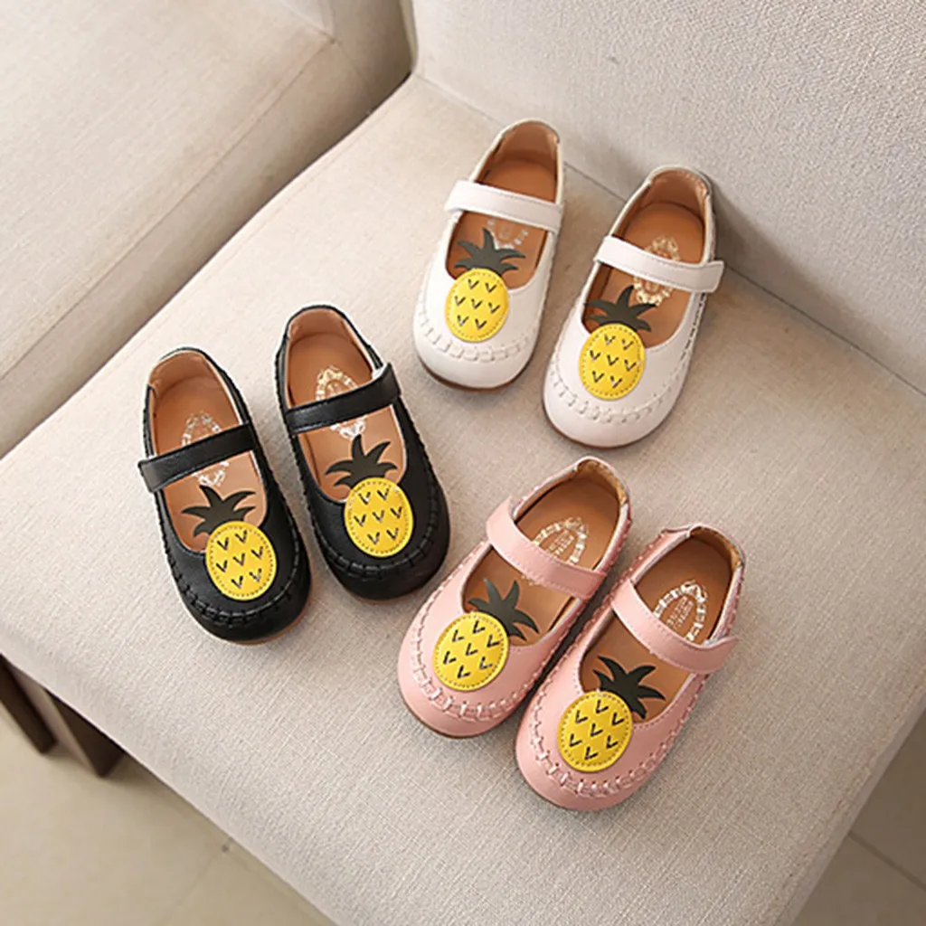 Детская обувь принцессы; летняя обувь для девочек с рисунком ананаса; обувь для девочек; искусственная кожа; Свадебная обувь для малышей