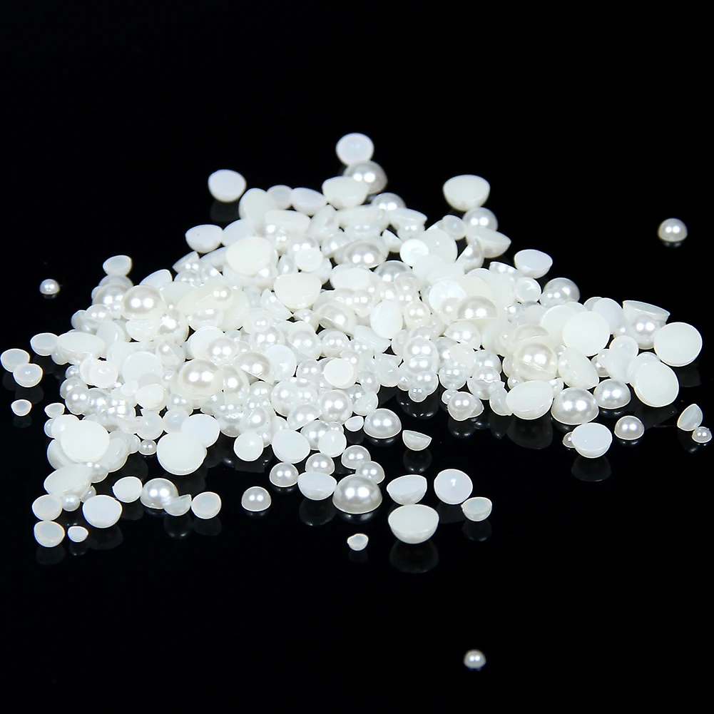 

1.5-25mm Ivory Color Half Round Resin Pearls 200 To 10000pcs Imitation Flatback Glue On Beads For Crafts Scrapbooking Decoration