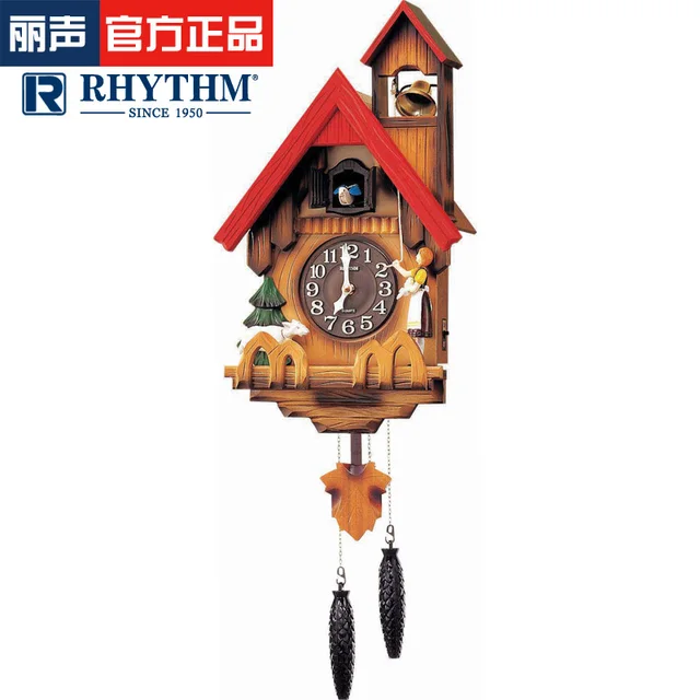 RHYTHM beautiful sound cuckoo clocks cuckoo chime creative living room silent imported wood