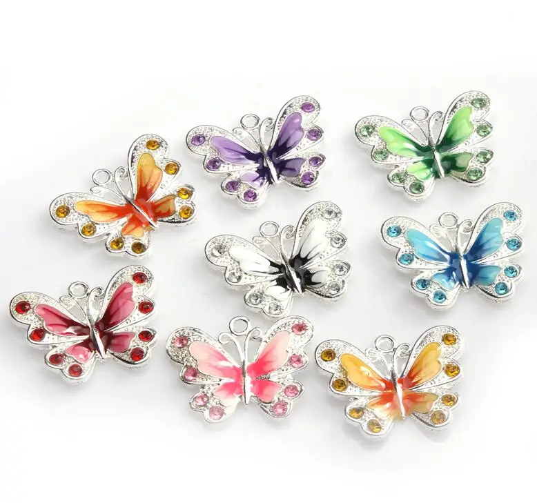 

Hot Sell Enamel Butterfly Charm Pendant Fit Bracelet&Necklace&Earring&Keychain Women Creative Jewelry Accessories Holiday Gift