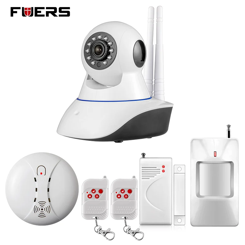 Fuers WiFi IP Camera Home Burglar Security smoke fire detector Alarm System+IOS/Android app remote Control network alarm system camera : image Fuers WiFi IP Camera Home Burglar Security smoke fire detector Alarm System+IOS/Android app remote Control network alarm system camera