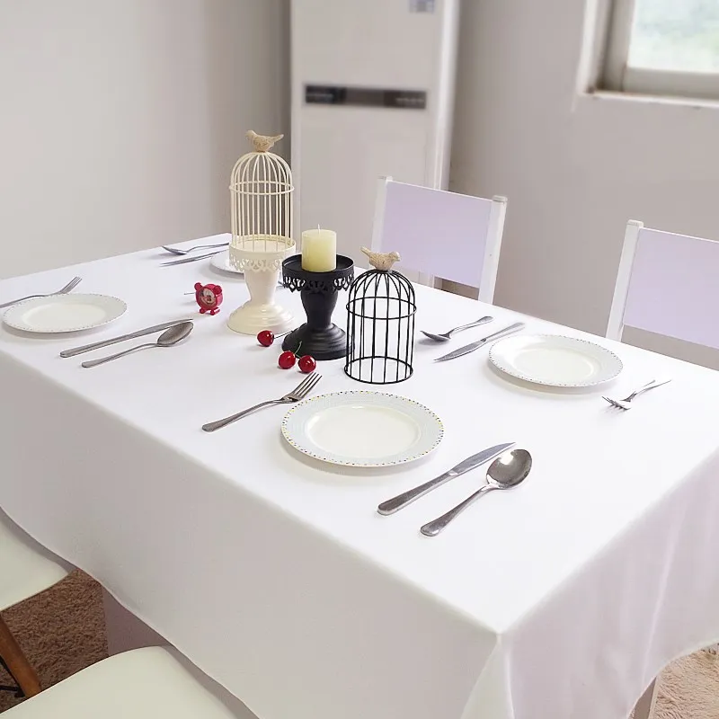 

140*180CM Pure White Tablecloth Rectangular Hotel Restaurant Tablecloth for Banquet Wedding Party Decor Linen Tablecloth