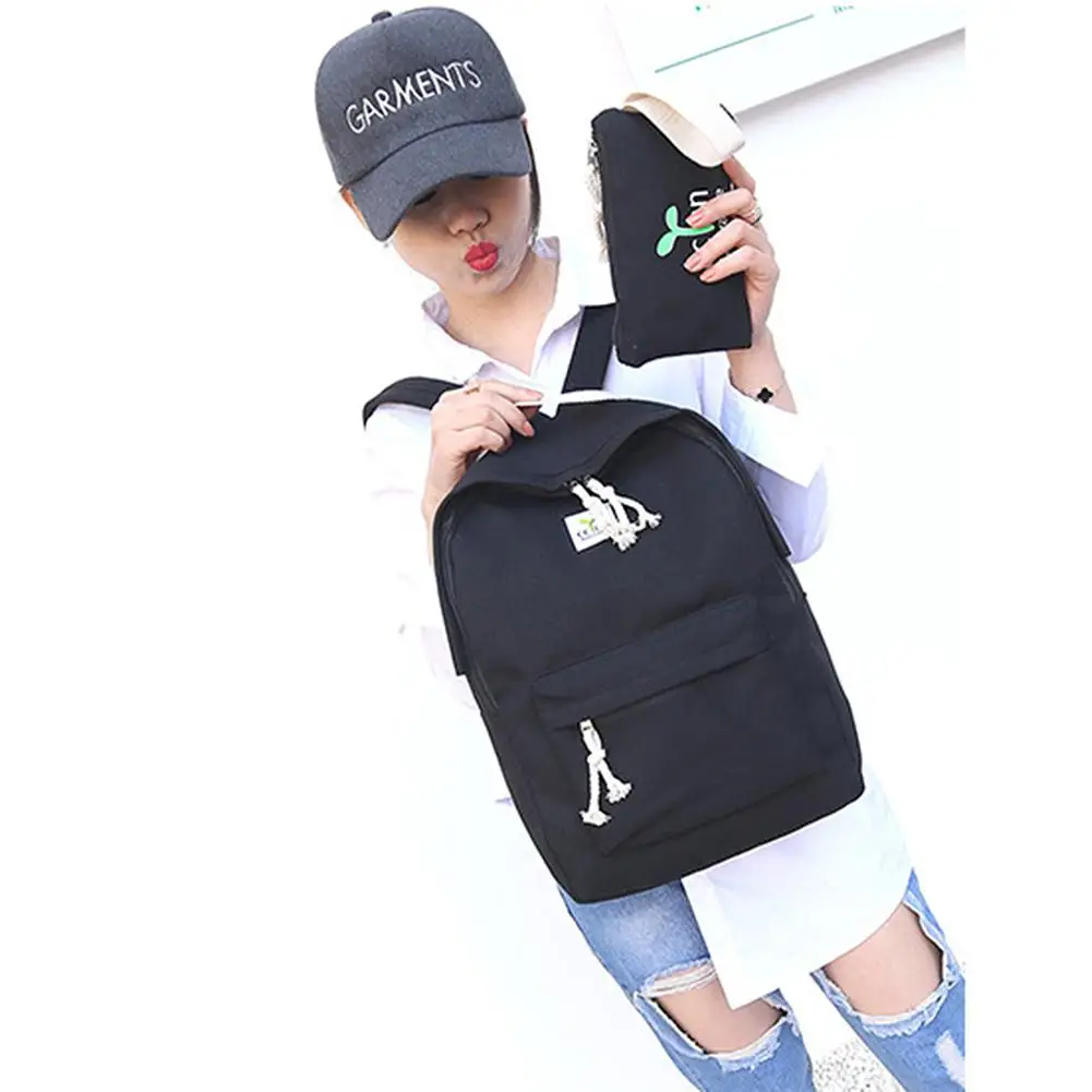 

Banabanma 2PCS/Set Girls Backpack Canvas Backpack with Pencil Bag Student Casual Schoolbag Travel Bag Bags for Women 2018 ZK50